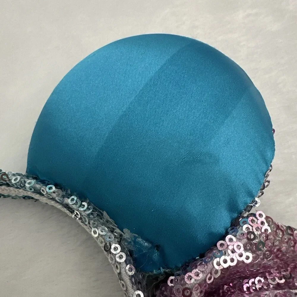 Official Disney Minnie Mouse Ears Sequins Pastel Rainbow‎ Unicorn Bow Headband